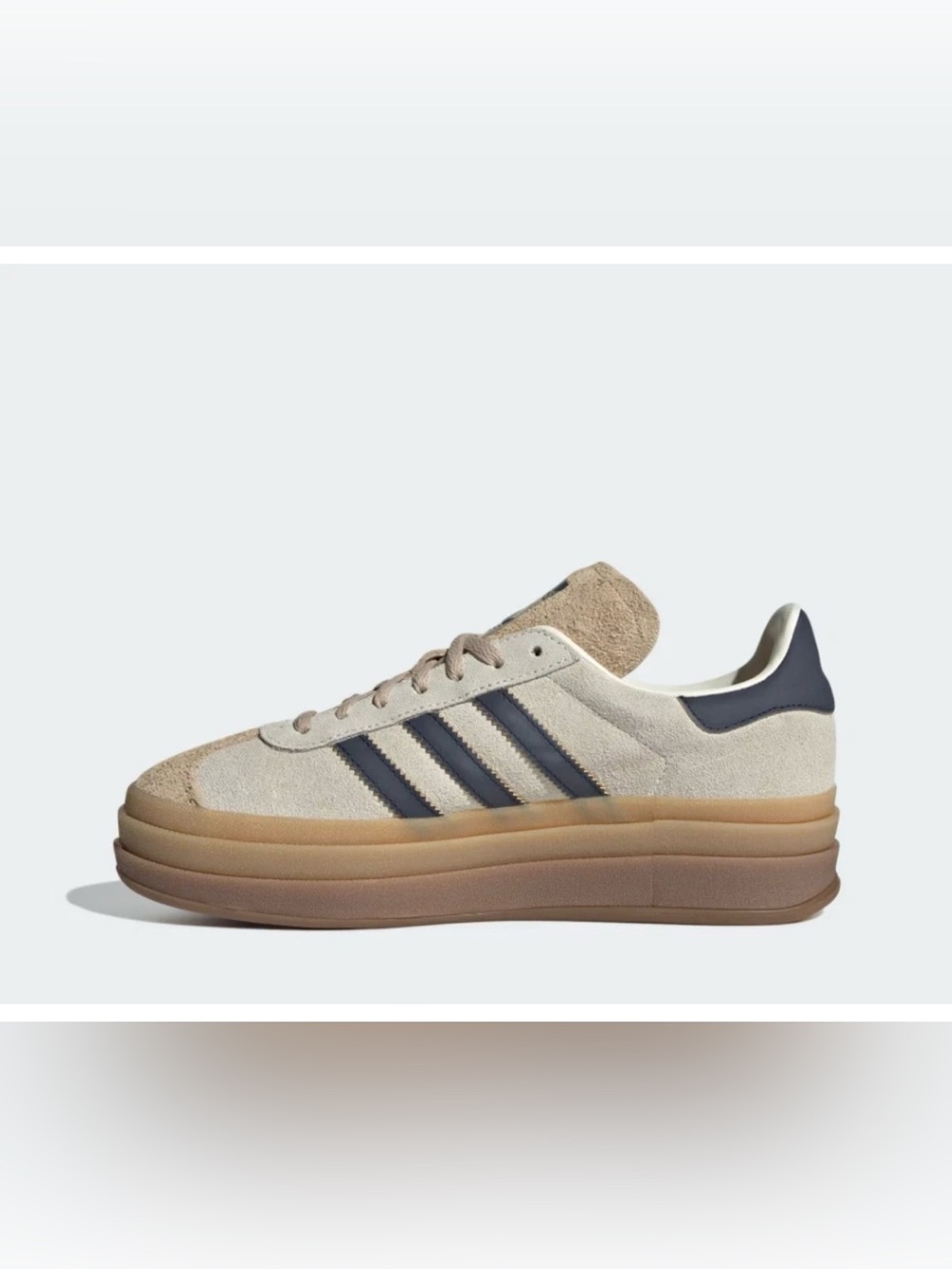 Adidas Gazelle Bold JQ5126 Cream White Navy Gum Platform NWT - Picture 3 of 8